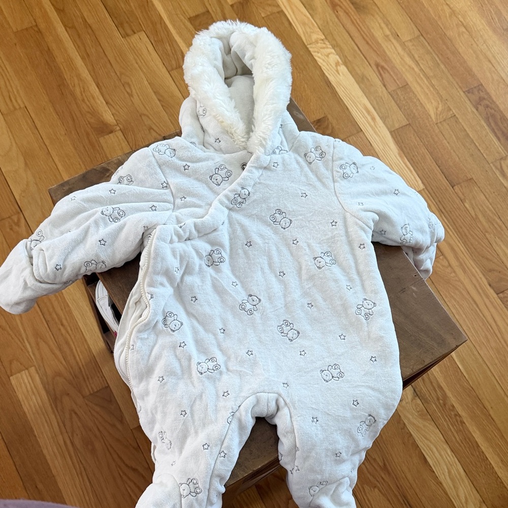 First Impressions White Fleece Baby Footie